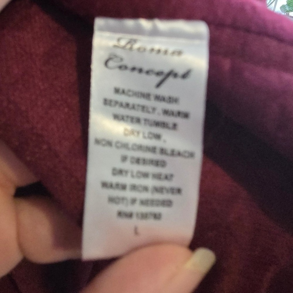 Roma Concept Quilted Shawl Collar Vest Burgundy‎ Open Front Women's Size L - Picture 8 of 9